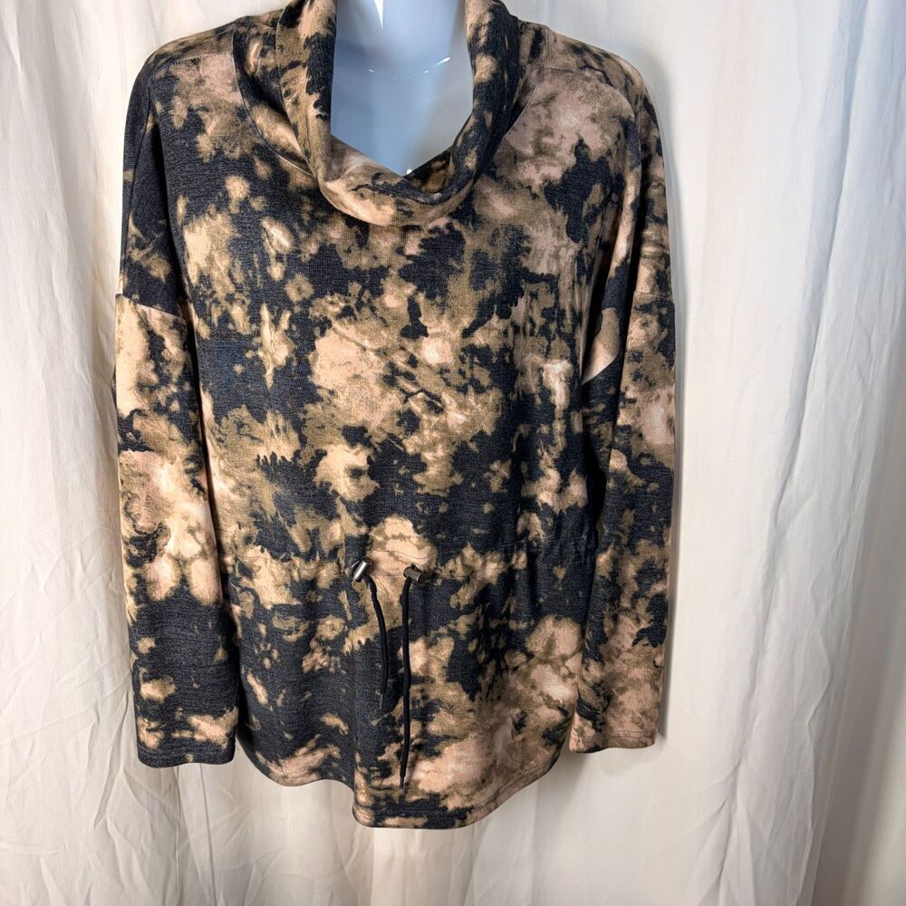 LuLaRoe Teresa Cinched Cowl Neck Pullover Tie-Dye Sweatshirt Long Sleeve Size L